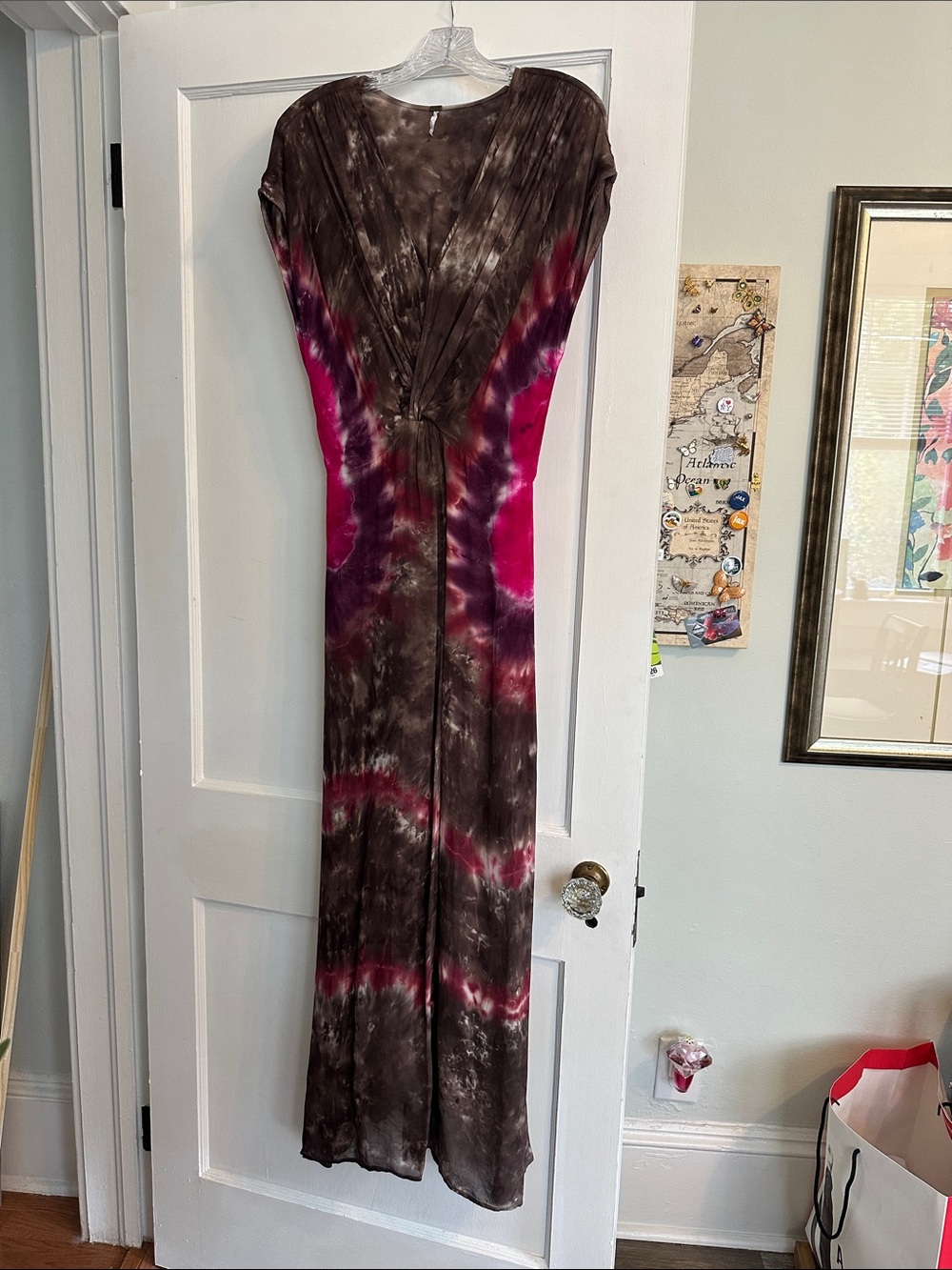 Young Fabulous & Broke Brown and Fuchsia Tie-Dye Maxi Dress